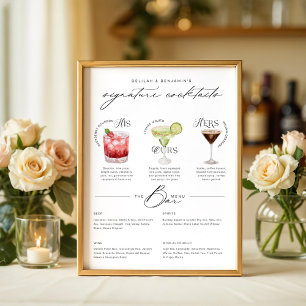 Poster Son Ours & Ses Aquarelle Signature Cocktail Menu