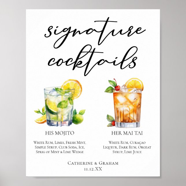 Poster Son Rhum Signature Cocktails Menu Mariage (Devant)