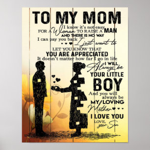 Poster Son To My Mom Present   Cute Gift for Mommy