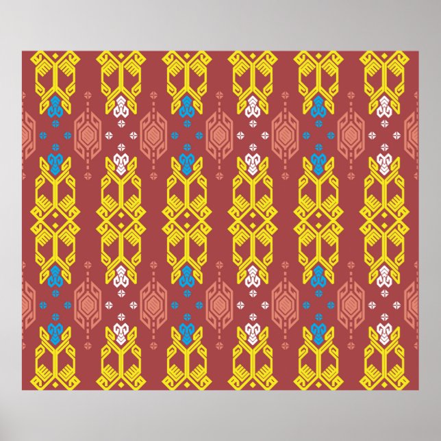 Poster Songket Tenun Geometrik Motif sans couture avec Cr (Devant)