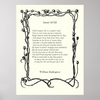 Poster Sonnet # 18 par William Shakespeare