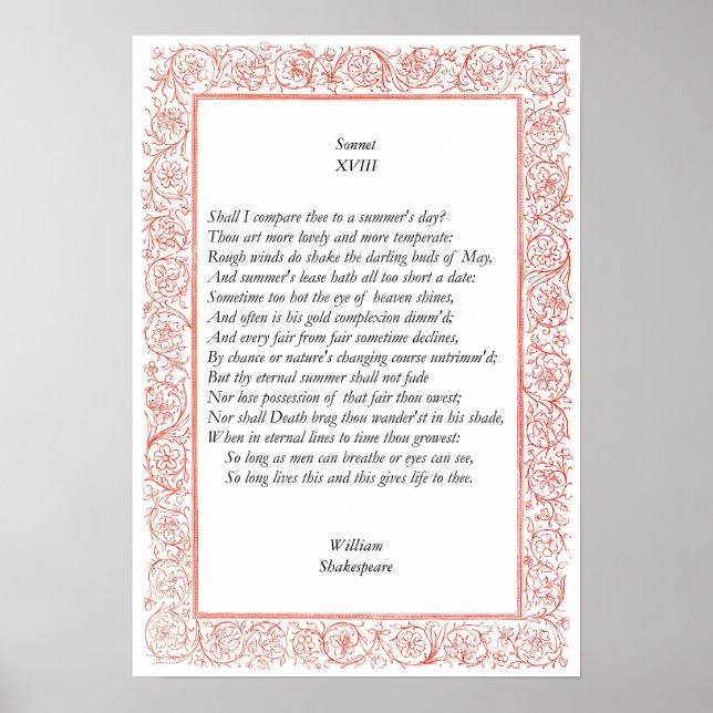 Poster Sonnet # 18 par William Shakespeare (Devant)
