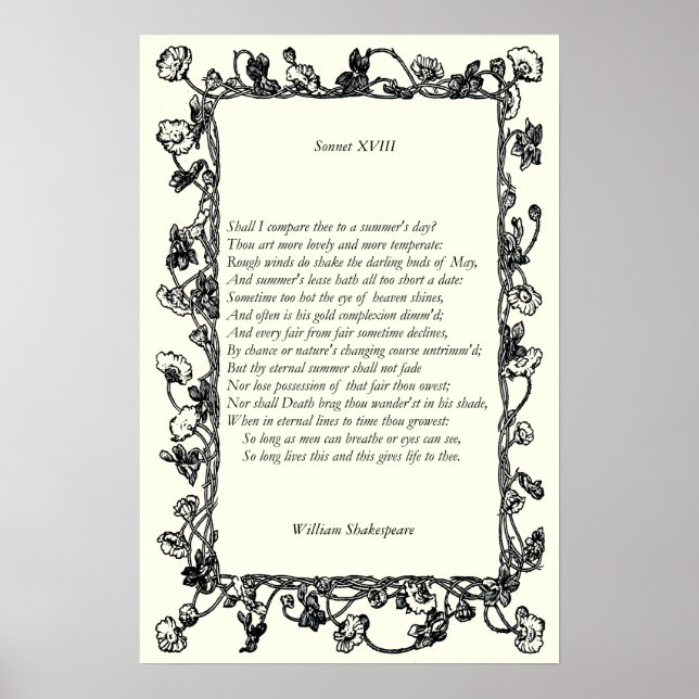 Poster Sonnet # 18 par William Shakespeare (Devant)
