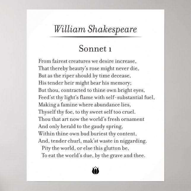 Poster Sonnet 1 par William Shakespeare (Devant)