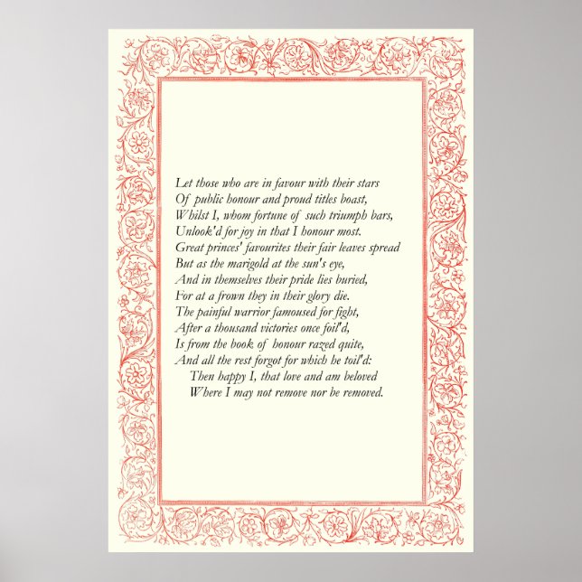 Poster Sonnet # 25 par William Shakespeare (Devant)