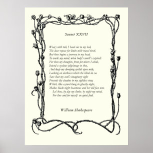 Poster Sonnet # 27 par William Shakespeare