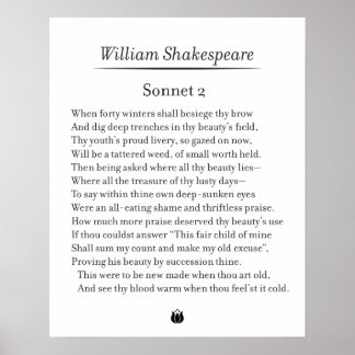 Poster Sonnet 2 par William Shakespeare