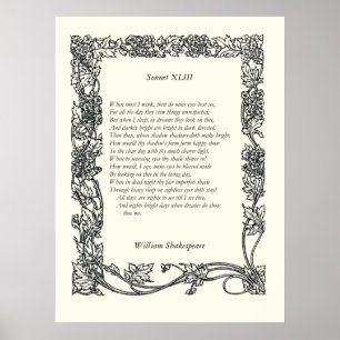 Poster Sonnet # 43 par William Shakespeare