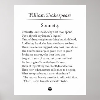 Poster Sonnet 4 par William Shakespeare