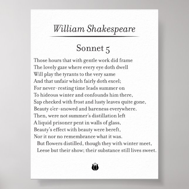Poster Sonnet 5 par William Shakespeare (Devant)