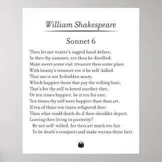 Poster Sonnet 6 par William Shakespeare
