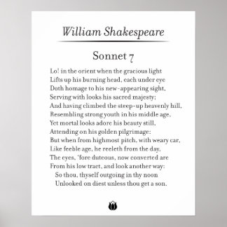 Poster Sonnet 7 par William Shakespeare
