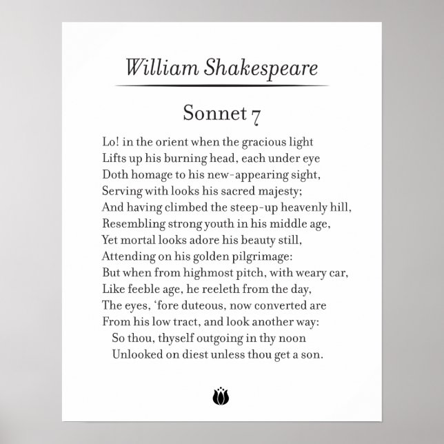Poster Sonnet 7 par William Shakespeare (Devant)