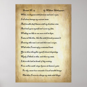 Poster Sonnet no 29 de William Shakespeare