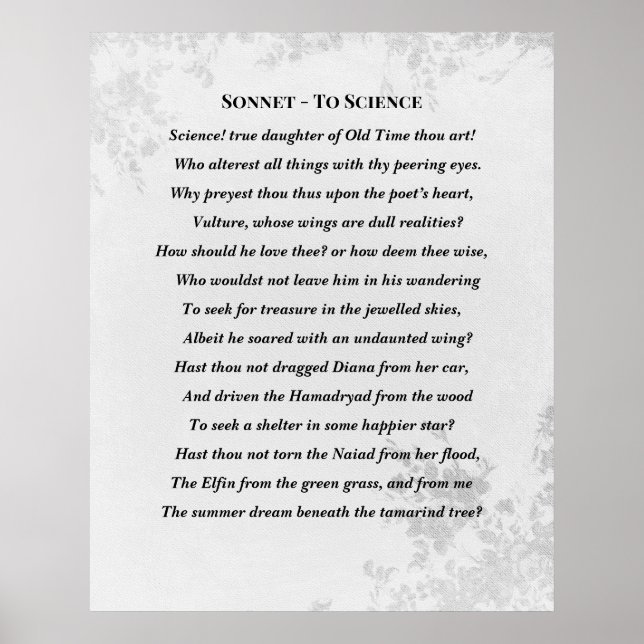 Poster Sonnet to Science Edgar Allan Poe Poem (Devant)