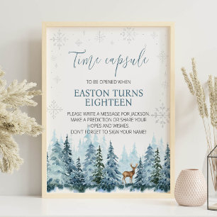 Poster Sonnette d'hiver Snowflake Cerf Anniversaire Heure