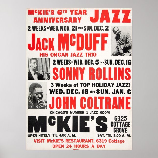 Poster Sonny Rollins / John Coltrane / Jack McDuff Jazz (Devant)