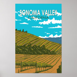 Poster Sonoma Valley Californie Voyage Art Vintage