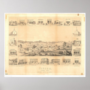 Poster Sonora, CA. Carte panoramique 1854 (1647A) - Non r