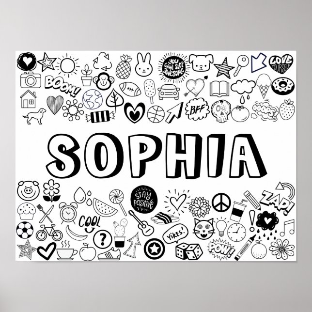Poster 'SOPHIA' Color-it-Yourself Outline Design (Devant)