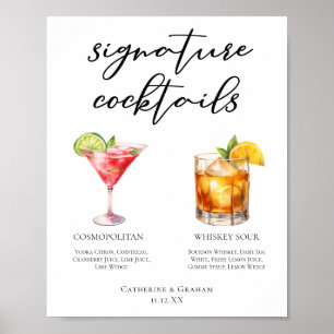Poster Sophisticated Mariage Signature Cocktails Menu