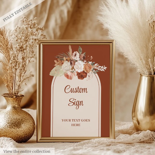 Poster Sophistiqué Terracotta Pampas Sage Boho Floral (Sophisticated Terracotta Pampas Sage Boho Floral Poster)