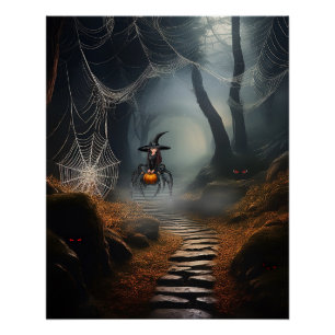 Poster Sorcier Araignée Hanté d'Halloween