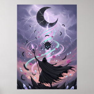 Poster Sorcier Arcanique Pastel Goth avec Bâton de Crista