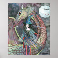 Poster sorcier et dragon par Molly Harrison
