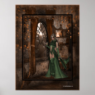 Poster Sorcière à la fenêtre :: Halloween Design
