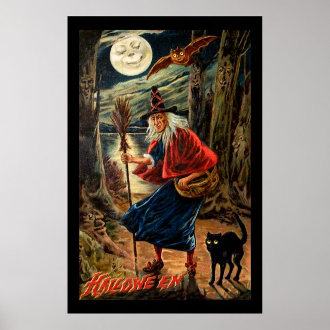 Poster Sorcière à la nuit d'Halloween (Devant)