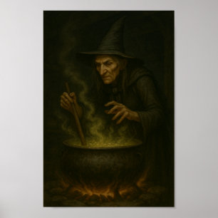 Poster Sorcière au Cauldron-Stirring Up Magic et Mayhem