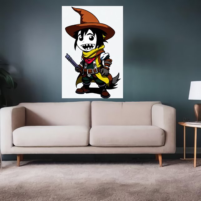 Poster Sorcière Cowboy Cartoon | Art AI (Créateur téléchargé)