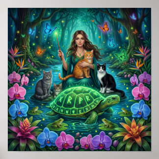Poster  Sorcière de la forêt et Tortue du Monde — Nordiqu