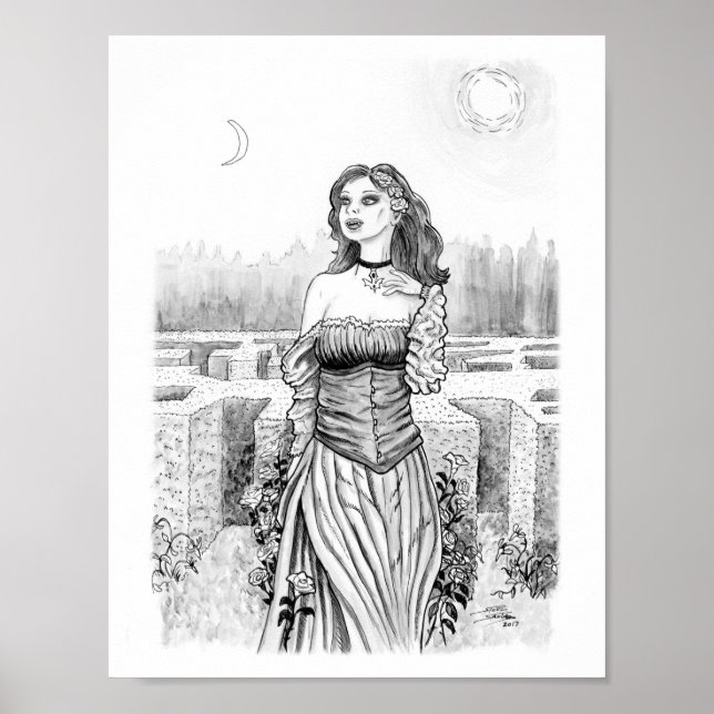 Poster Sorcière de Lover dans le jardin (Devant)