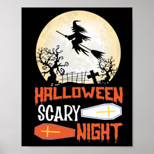 Poster Sorcière Déplaisante de nuit d'Halloween