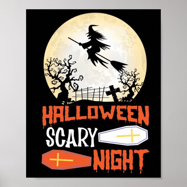 Poster Sorcière Déplaisante de nuit d'Halloween (Devant)