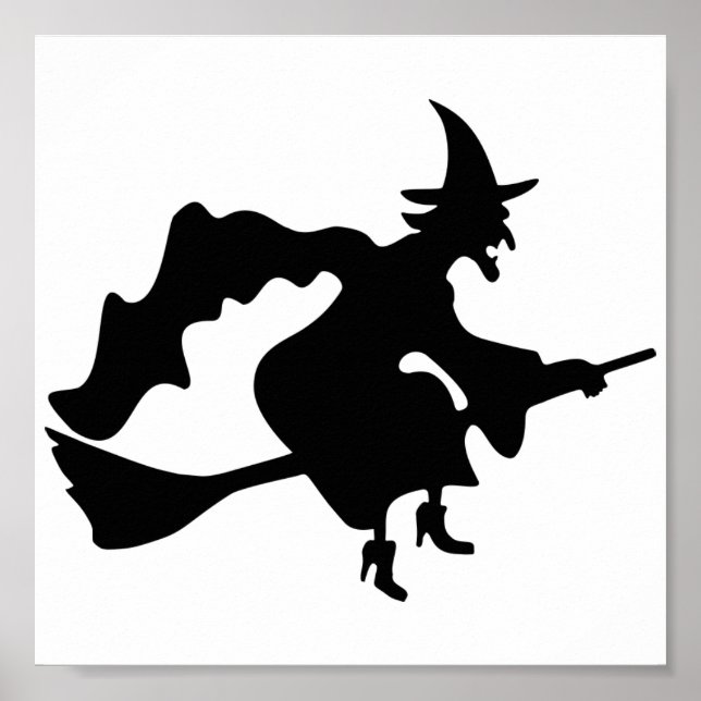 Poster Sorcière d'Halloween sur Broomstick (Devant)