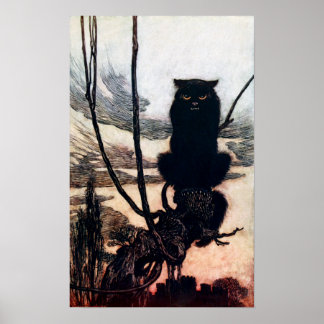 Poster Sorcière en forme de chat