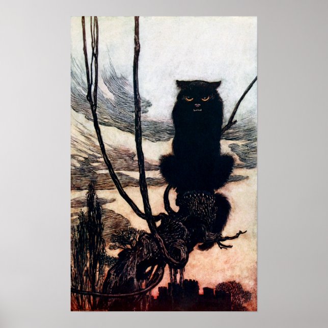 Poster Sorcière en forme de chat (Devant)
