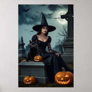 Poster Sorcière gothique d'Halloween