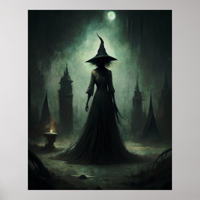 Poster Sorcière noire d'Halloween (Devant)