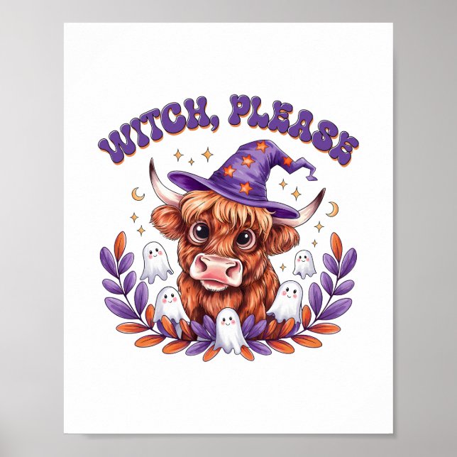 Poster Sorcière S'Il Vous Plaît Highland Vache Halloween (Devant)