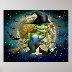 Poster Sorcière sur l'affiche Broomstick