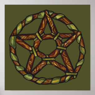 Poster Sorcière verte Pagan Pentacle Nature Wicca
