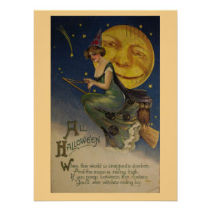 Poster Sorcière vintage d'Halloween