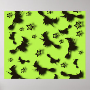 Poster Sorcière volante parmi les étoiles à Halloween nui