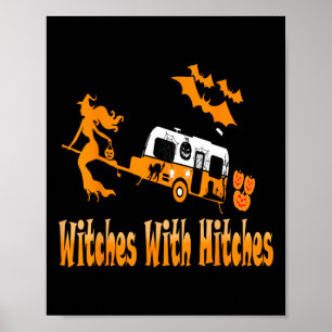 Poster Sorcières avec des hanches Camping Fun Halloween