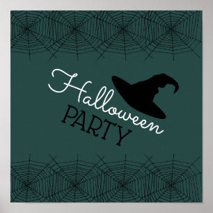 Poster Sorcières Casquette & Web, Halloween Party