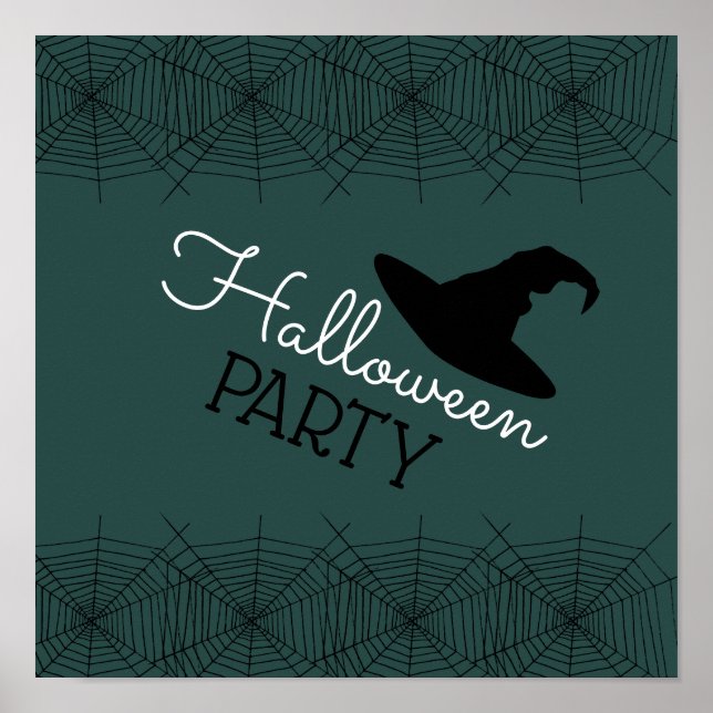 Poster Sorcières Casquette & Web, Halloween Party (Devant)